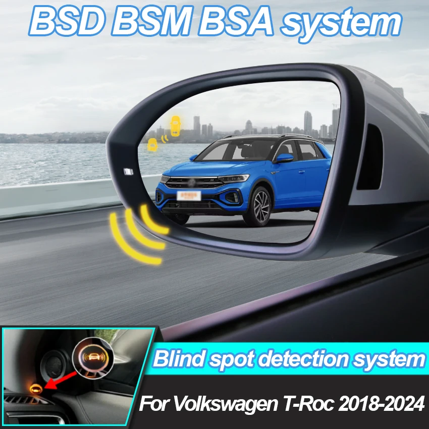 Car Blind Spot Detection System BSD BSA BSM Car Sensors Drive Rear Mirror Monitoring For Volkswagen T-Roc 2018-2024