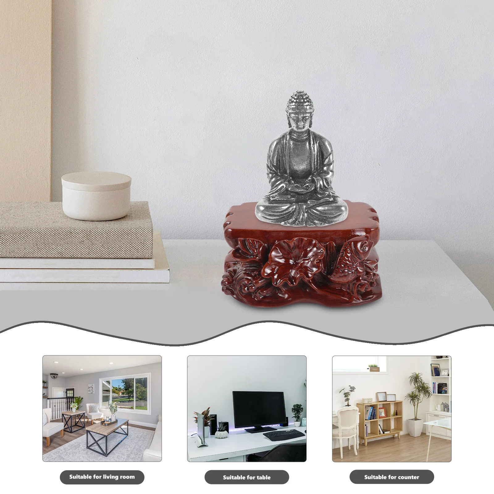 

Wooden Pedestal Stand Solid Wood Carved Riser for Plants Buddha Statues Tabletop Display Kitchen Counter Wood Stand for Decor