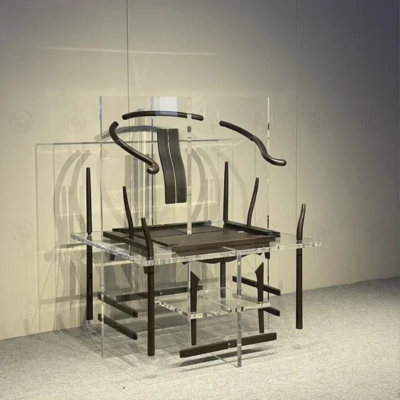 Transparent color Taishi chair, large class chair, new Chinese acrylic furniture, tea master chair, armchair
