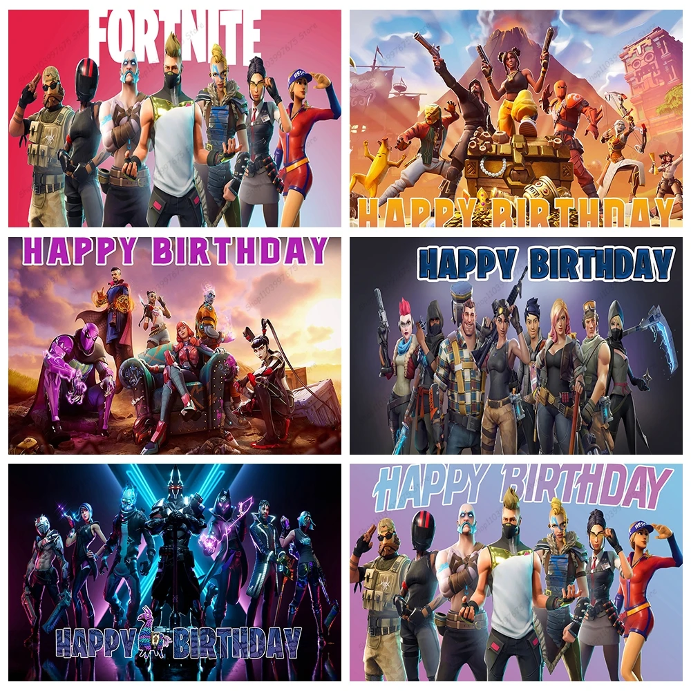 Fortnites Shooting Game Party Backdrops Boy Birthday Cake Table Decoration Photography Background Kids Room Decor Banner Poster 