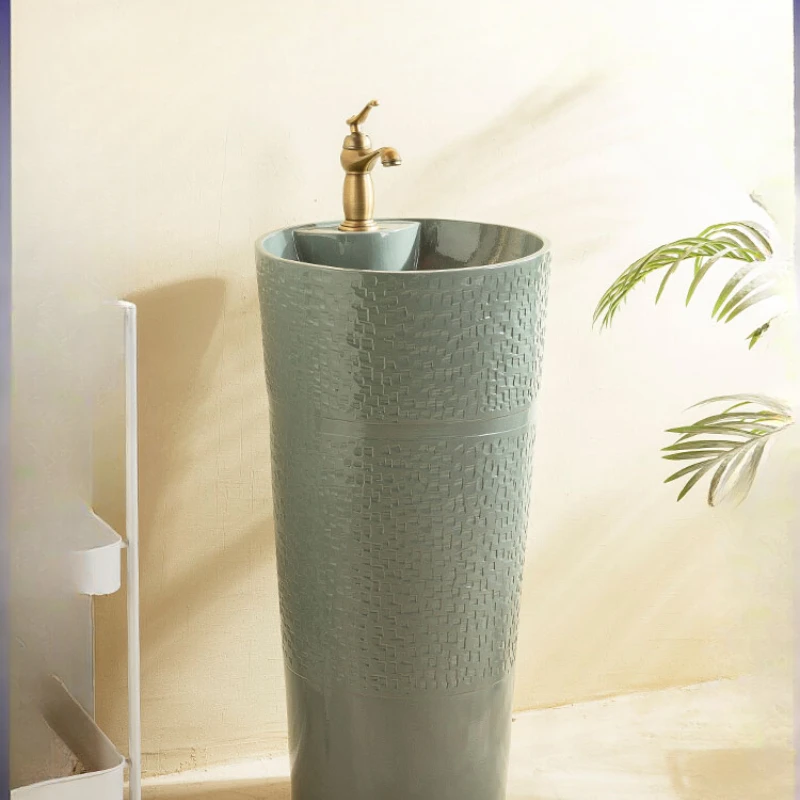 

Chinese retro column basin integrated villa courtyard small apartment vertical wash basin column wash