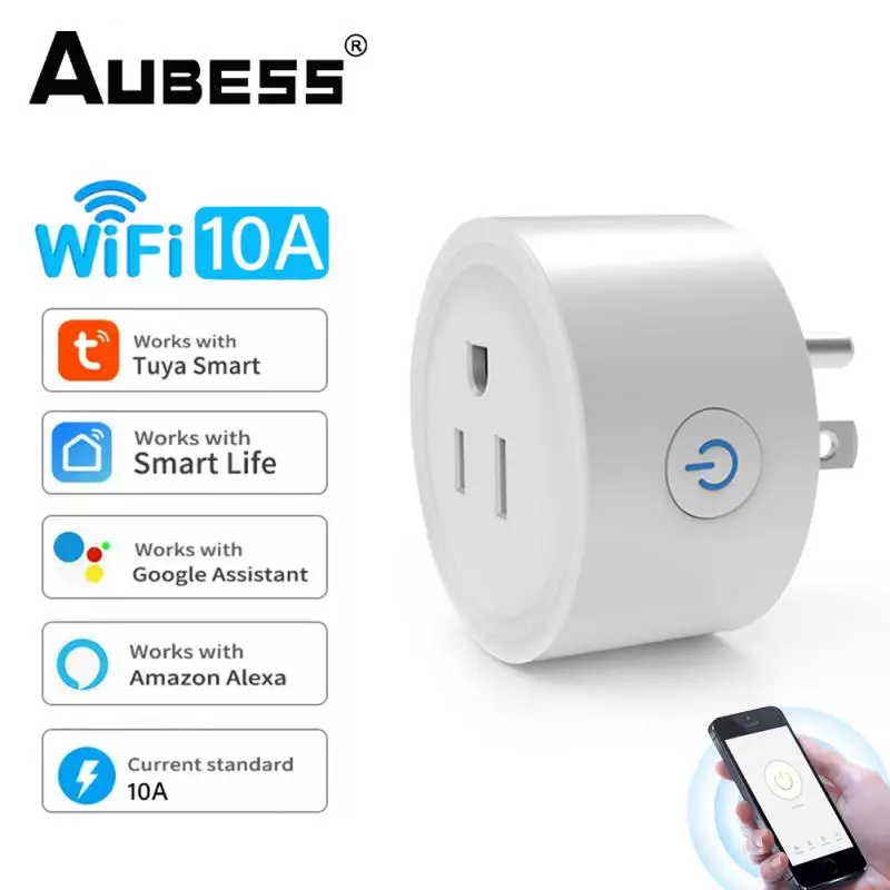 Tuya US Smart Plug, Função de temporização WiFi, Tomada de Controle Remoto, Compatível com Alexa, Google Home, Smart Life, 10A