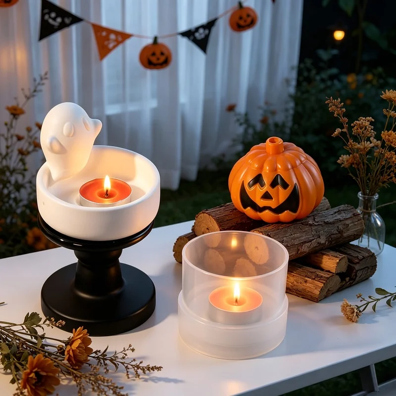 1pc Halloween Decoration Cute Floating Ghost Candlestick Silicone Mold Home Halloween Party Decor Gift Making For Favors