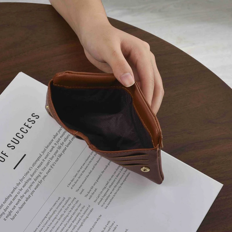 محفظة صغيرة للرجال والنساء من جلد البولي يوريثان، محفظة جلدية ناعمة رفيعة للغاية، جيب قصير بسحاب للعملات المعدنية #5