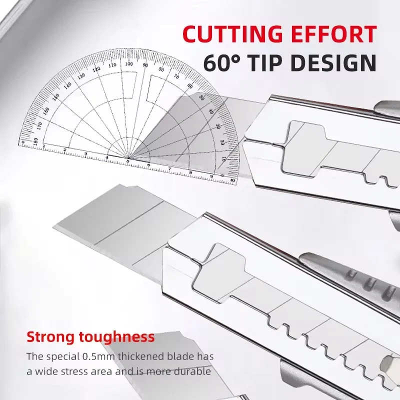 Utility Knife Stainless Steel Wall Paper Cutting Cutter Razor Blade Retractable with 5pcs Blades Dropshipping