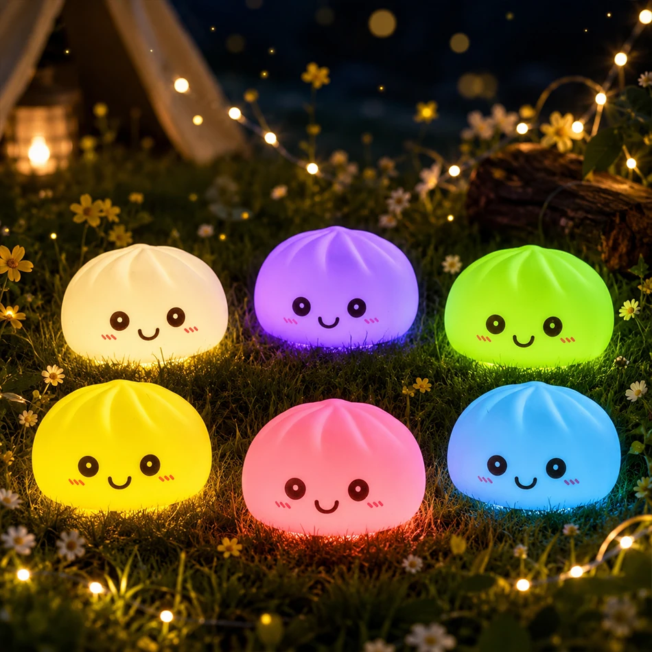 New Dumpling Night Lights Glowing Dumplings Desktop Ornament Cute Glowing Dumpling Steamer Box Kawaii Dumpling Lights Gifts
