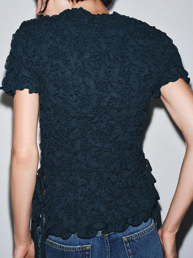 Sweet Texture Knitted  Knot round Ne ort Sve Women's Top New Arrival Winter 2025 Faion Ladies' Wear