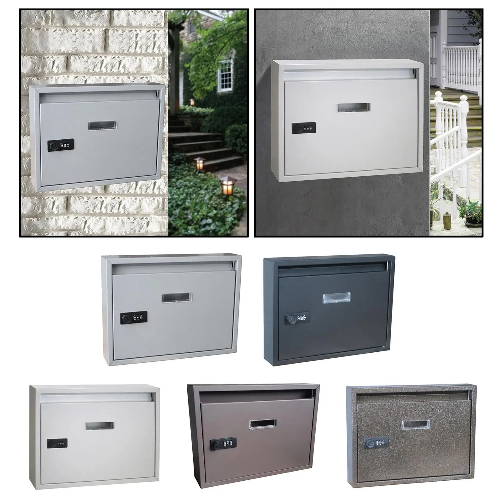 Wall Mount Post Box Home Front Door Yard Decor, Outdoor Lock Mail Box Envelope Newspaper Box for Office