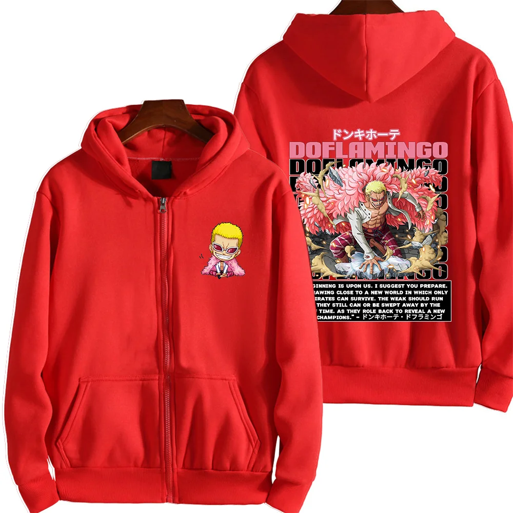 Sweats à capuche Anime One Piece pour hommes et femmes, pull décontracté Doflamingo, vêtements de jeu de rôle, automne et hiver, sweats à capuche de rue