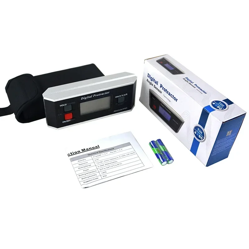 2025 Digital Protractor with Backlight Alarm Magnetic V-Groove Gauge Level Inclinometer Slope Meter Angle Finder HT1196