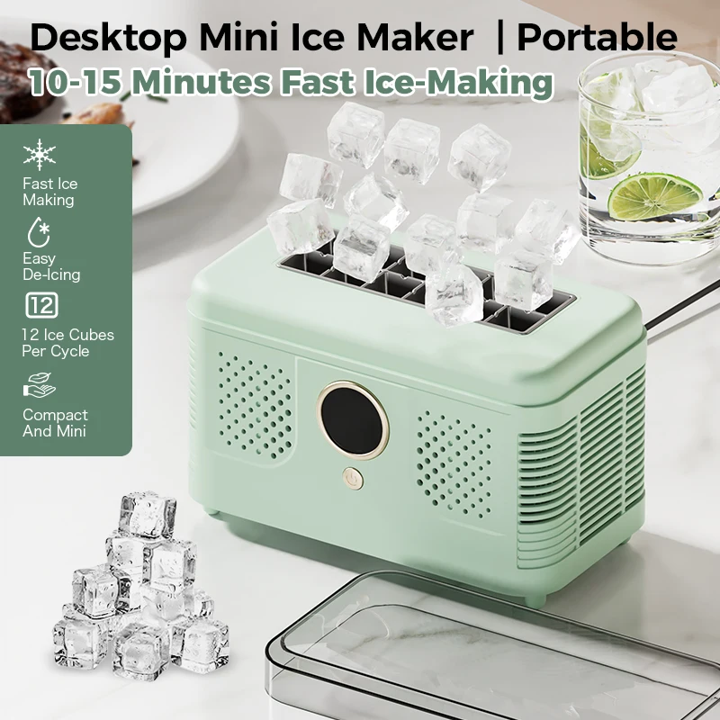 12V/220V Portable Mini Ice Maker for Car Home Dorm Office Camping Automatic Cube Ice Making Box Small Compact Ice Machine view 2