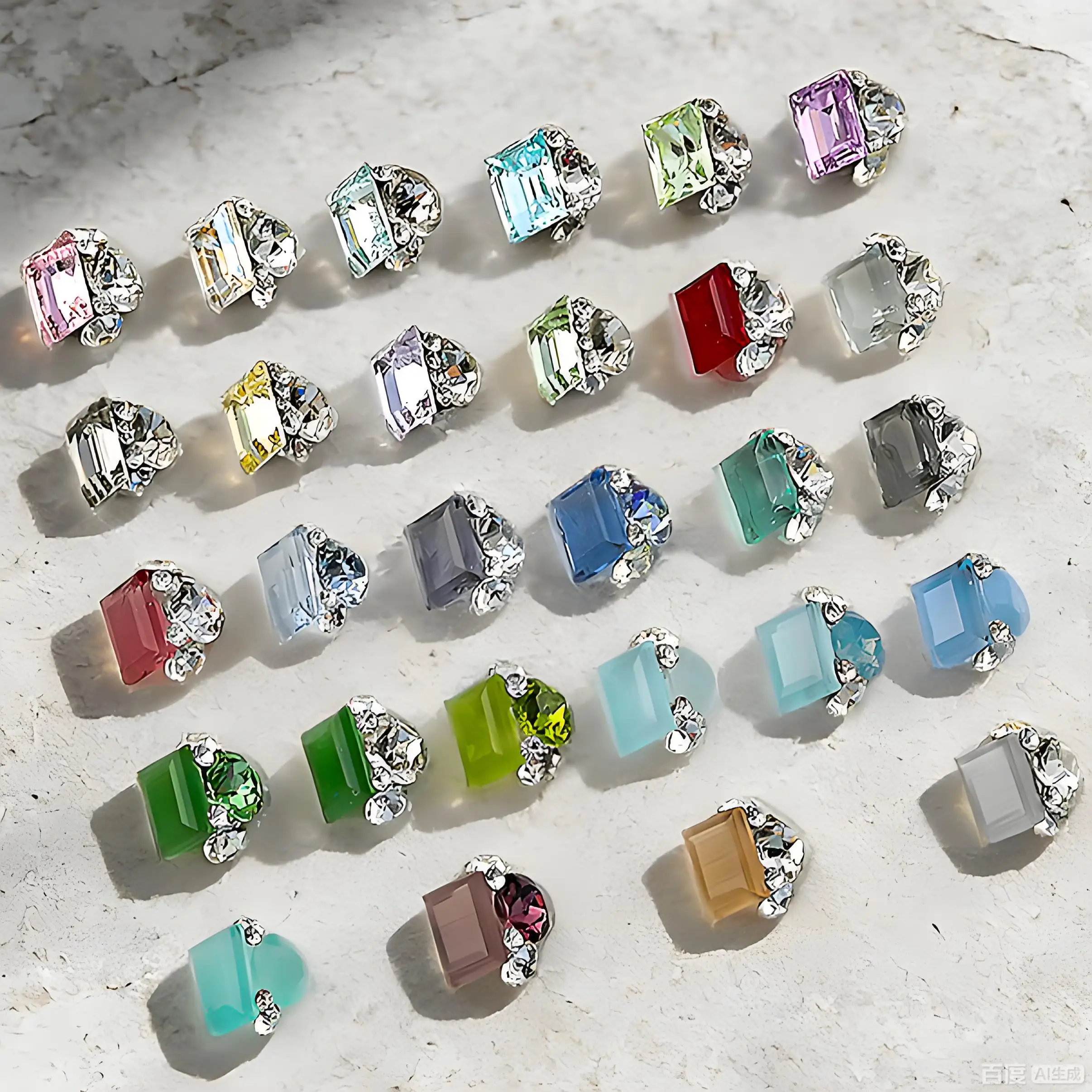 

5PCS Right-angled Rectangular Nail Art Rhinestone Pile Stacked Crystal Diamonds Jade Accessories For Nails Decorations Supplies