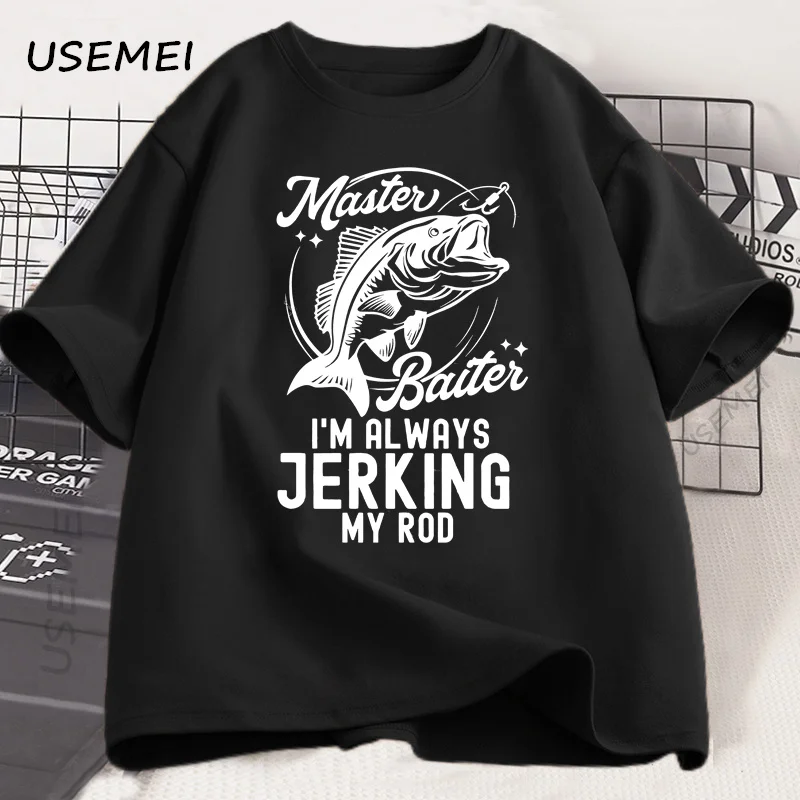 

Master Baiter Fishing T-shirt Men Funny Summer Graphic T Shirts Short-sleeve Round Neck Cotton Loose Tshirt Designer Clothes