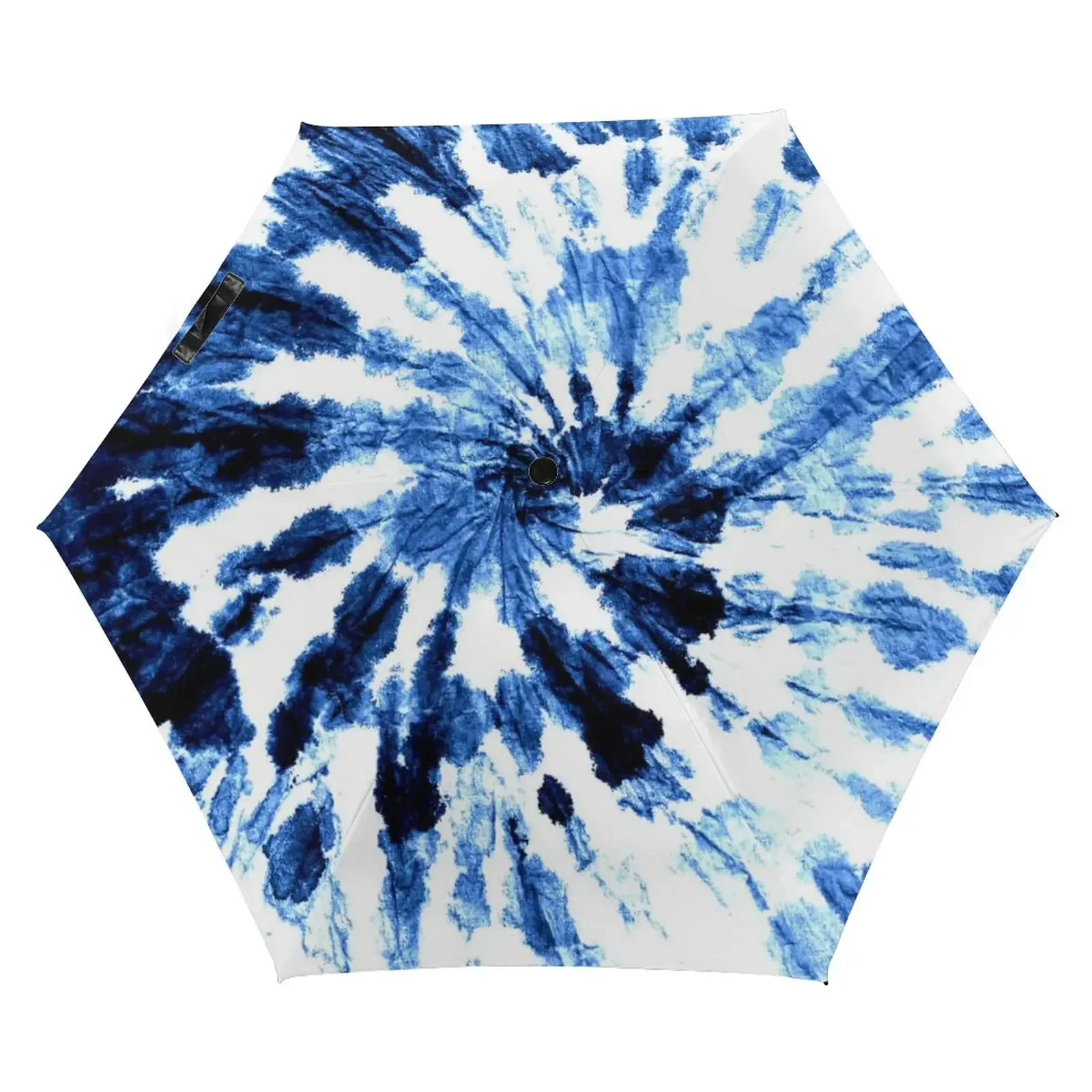 

Colorful Tie Dye Print 3 Fold Manual Umbrella Graffiti Carnival Black Coat Pocket Umbrella Wind Resistant Umbrellas for Female