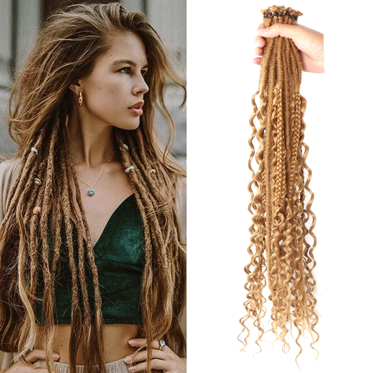 Dreadlock Extensions Handmade Synthetic Double Ended Dreadlock Extensions Curly End Box Braids Crochet Soft Dreads Extensions