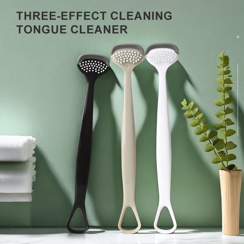 

Reusable Tongue Scraper Triple Effect Dual Use Tongue Scraping Plate Oral Cleaning Brush Fresh Breath Removal Oral Hygiene Care
