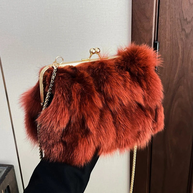 

Luxury Women's New Trendy Bags High-end Plush Hasp Design Crossbody Bags Fashion Exquisite Dinner Banquet Party Clutch Bag Chain