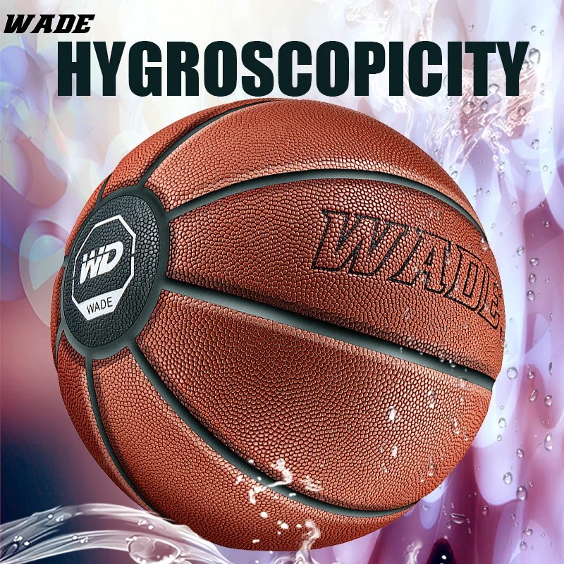 WADE 7# Original Size 7 Soft PU Leather Ball for Indoor/outdoor Adult Basketball Ball Brown Classic Kids Ball With Freebies