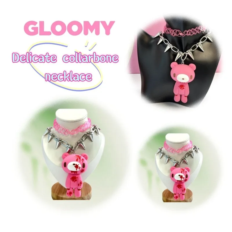 Neue Gloomy Bear Halskette Hochwertiges Kreatives Persönliches Cosplay-Accessoire Anime Cartoon Stilvolle Filigrane Schlüsselbeinkette – Detail 1