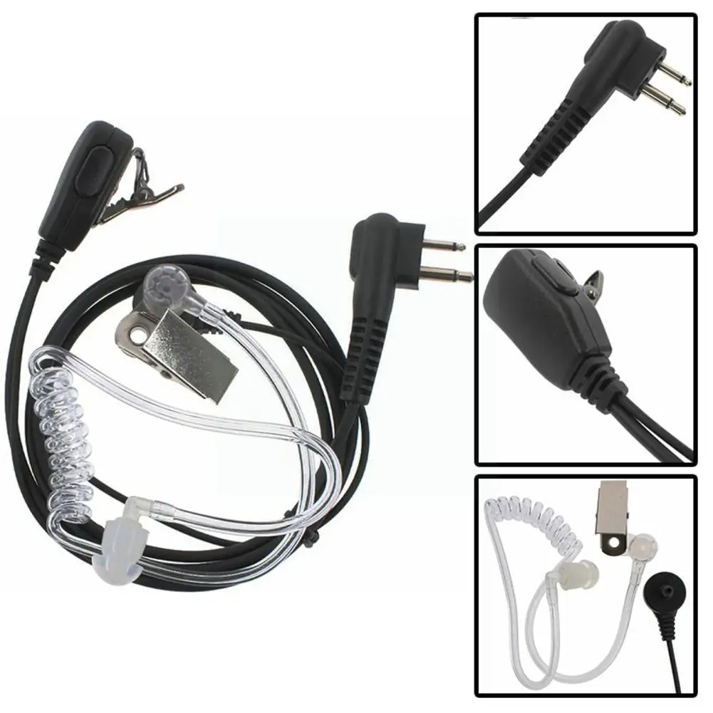 PTT Mic Headset Air Covert Acoustic Tube In-ear Earpiece Air Guidance Headset Walkie Talkie For Radios 2 Pin