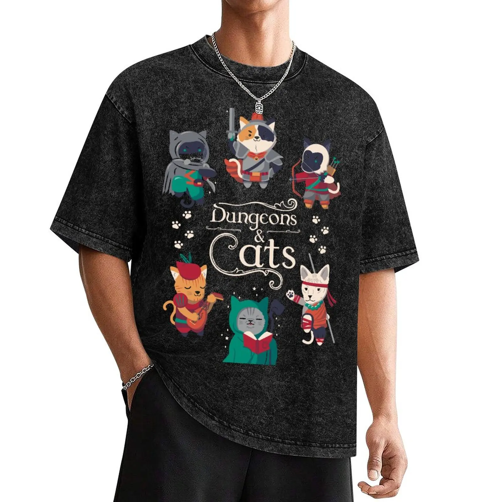 Dungeons and Cats 2.0 T-Shirt oversize t-shirts man graphics customs cute clothes heavy weight t shirts for men