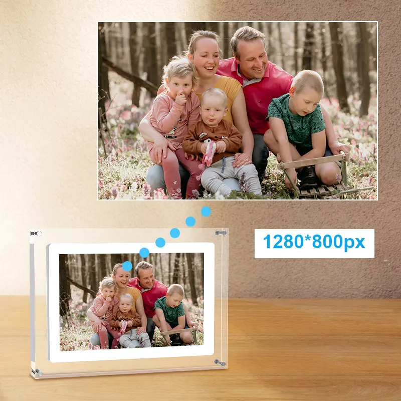 Imagem -04 - Acrílico Wifi Digital Photo Frame Ajuste do Tempo do Relógio Controle de Envio do Telefone Tela da Bateria 32g