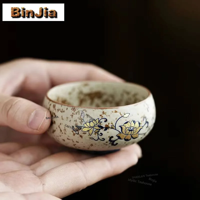 2pc/lot Interlock Branch Lotus Teacup Creative Tea Bowl Cute Cup Tea-tasting Personal Cup Jianzhan Master Cups Tea Services 70ml