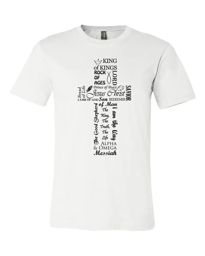 New Worship Cross Christian Religious Tee Inspirational Printed Graphic T-Shirt