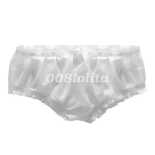

New Latex Rubber Party Sexy Underwear Triangle Elastic Shorts White S-XXL