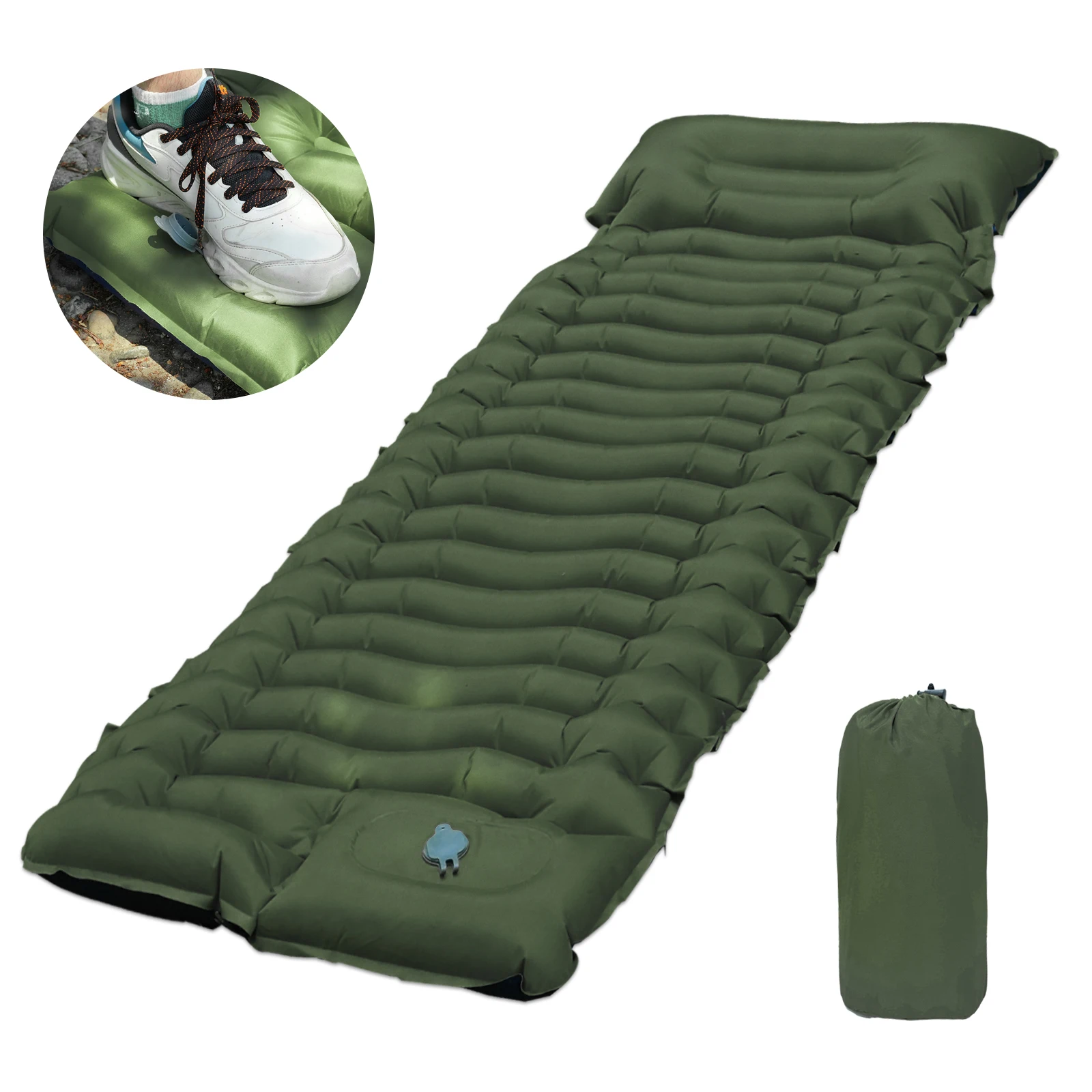 Materasso da campeggio gonfiabile con cuscino, materassino da campeggio leggero, materassino compatto per tenda da campeggio con zaino in spalla