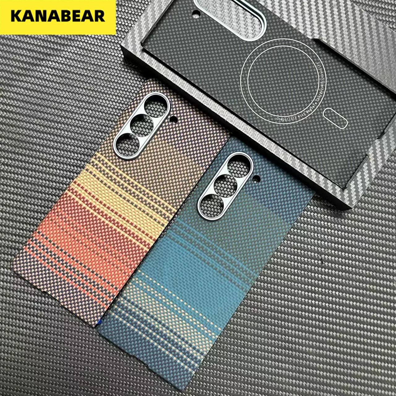 

For Samsung Galaxy Z Fold6 Fold6 Kevlar phone case, aramid carbon fiber phone case, magnetic wireless charging color phone case