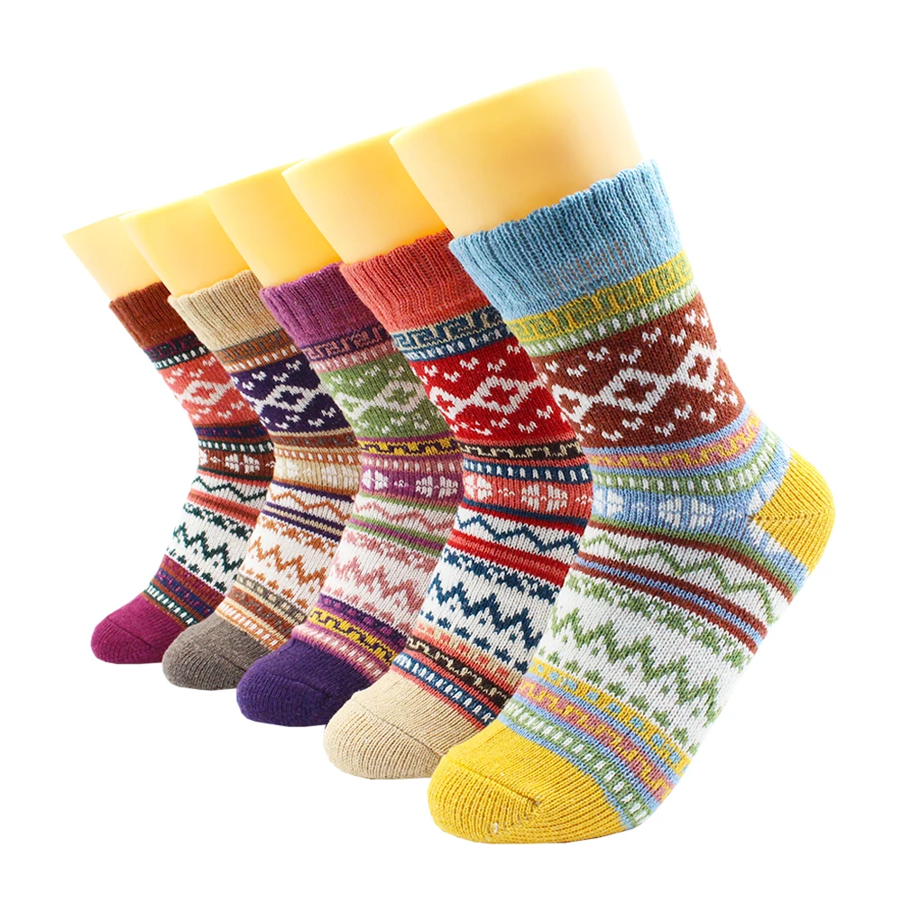 5 pairs of winter warm ladies thickened warm wool cashmere snow socks fashionable casual merino wool socks ladies