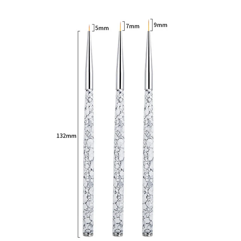

3pcs Art Liner Brushes 5/7/9Mm Fine Tip Nylon Bristle For Manicure Diy Drawing Pen Tool Kit Nail Tools Nail Brush Manicure Tools
