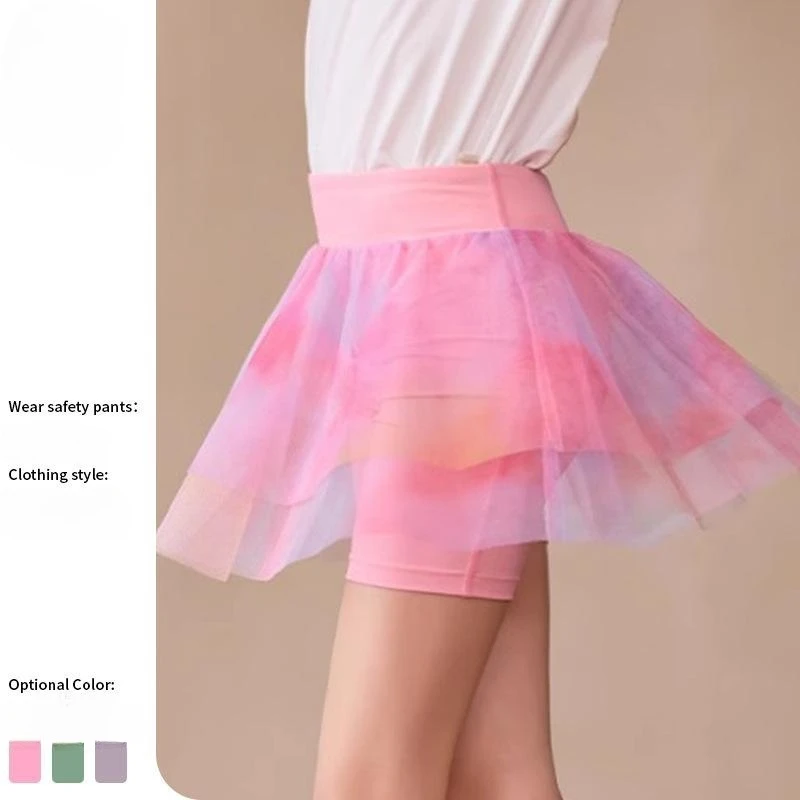 New Kids Tennis Skirts with Shorts Gradient Yoga Pant Skirt Girls Sportswear Breathable Dance Gym & Workout Sports Skort Fitness