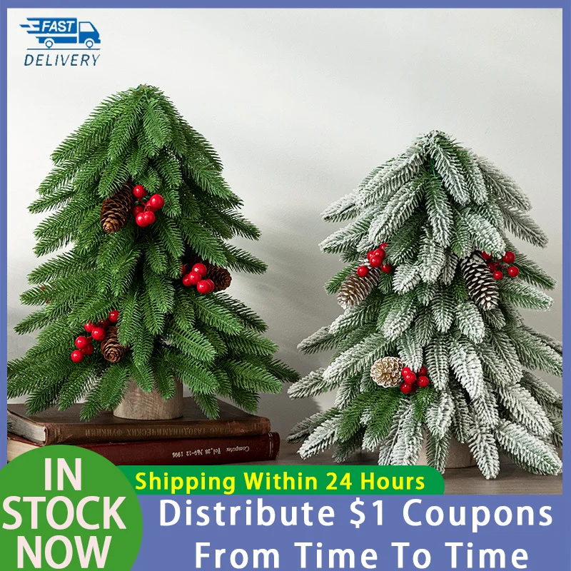 

40cm Christmas Tree Festival Decoration Props PE Encryption Green Tree Artificial XMAS Tree Decor Santa Tree Figurine Party Gift