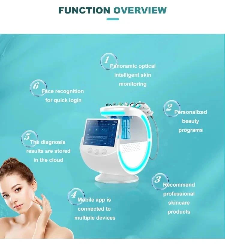 Ice Blue Magic Microdermabrasion Mirror Skin Analyzer Oxygene Machine Professional Ultrasound Care Cryotherapy