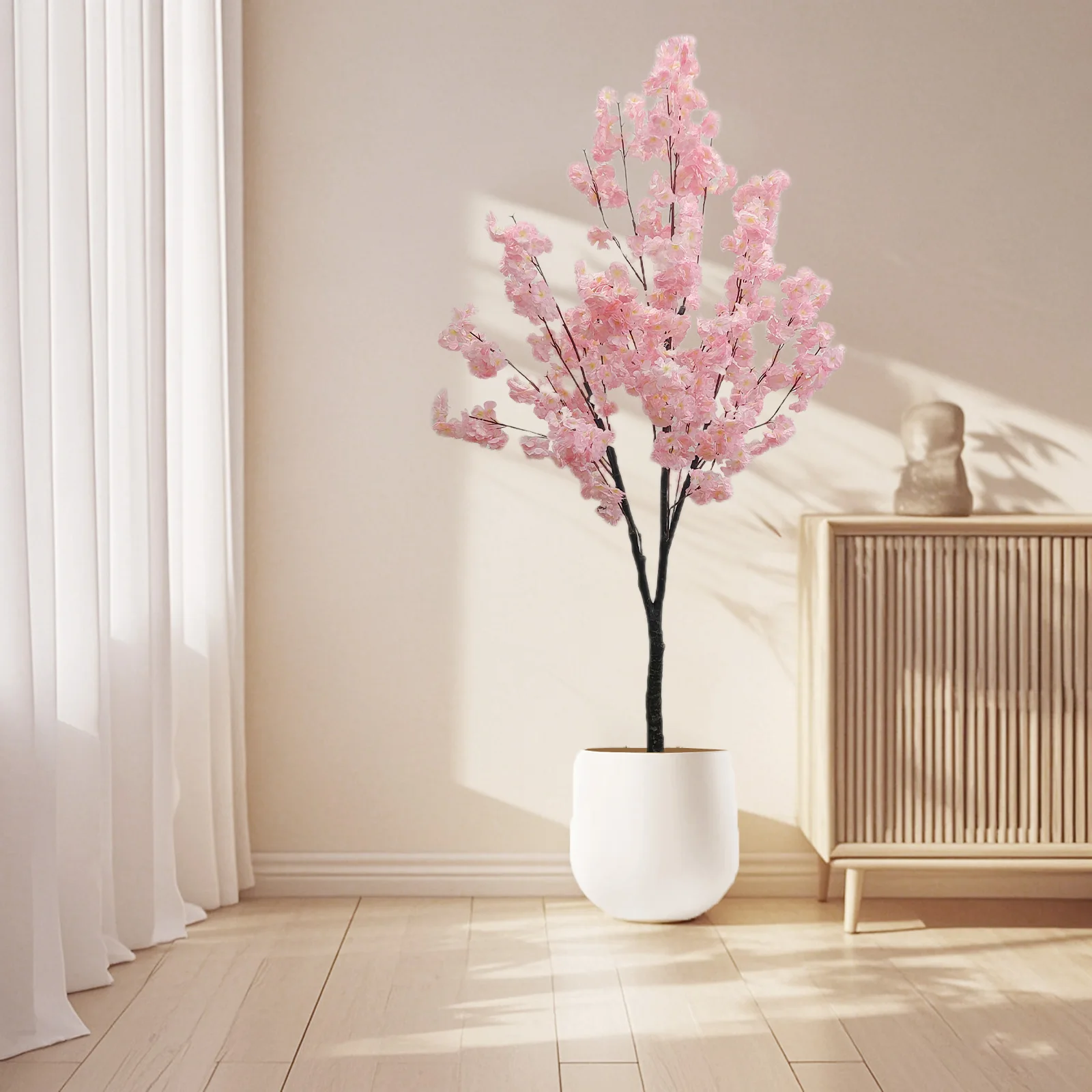 3.9ft/4.9ft/5.9ft Cherry Blossom Flowers, Artificial Trees, Faux Cherry Blossom Flowers With Flower Pot