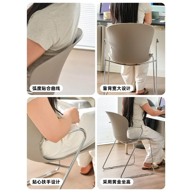 Modern Minimalist Stacking Dining Chairs, Thick Plastic Armrest and Backrest, Versatile Home and Leisure Seats Dinning Chair