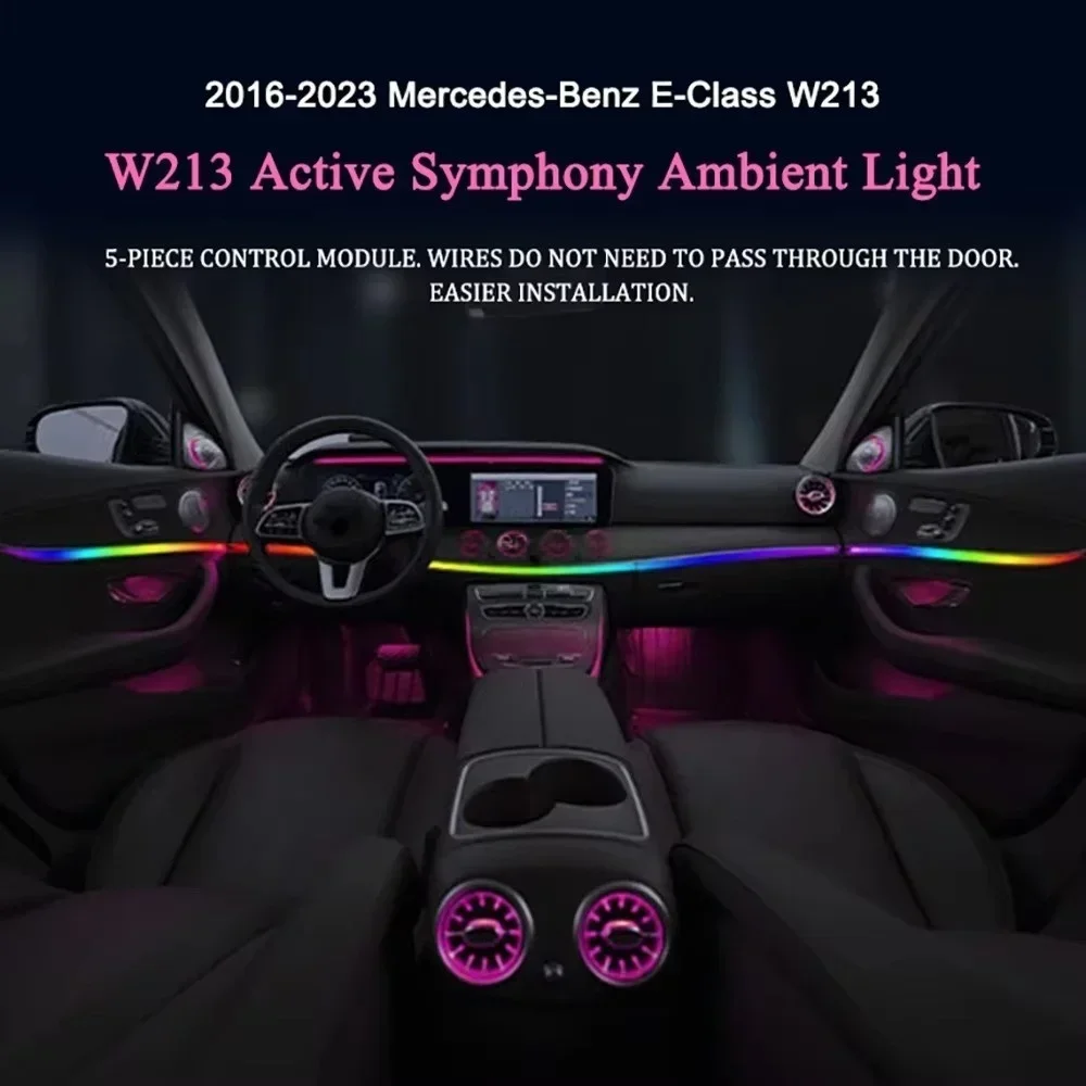 Active Symphony Ambient Light For 2016-2023 Benz E-Class W213  With 5 Pcs Module No Need to Run Wires Through Car Door