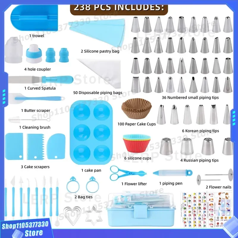 238pcs Biscuit Mold Cake Cup Decoration Tools Set Popular Styles Baking Kit with Nozzle for Pastry DIY Home Kitchen