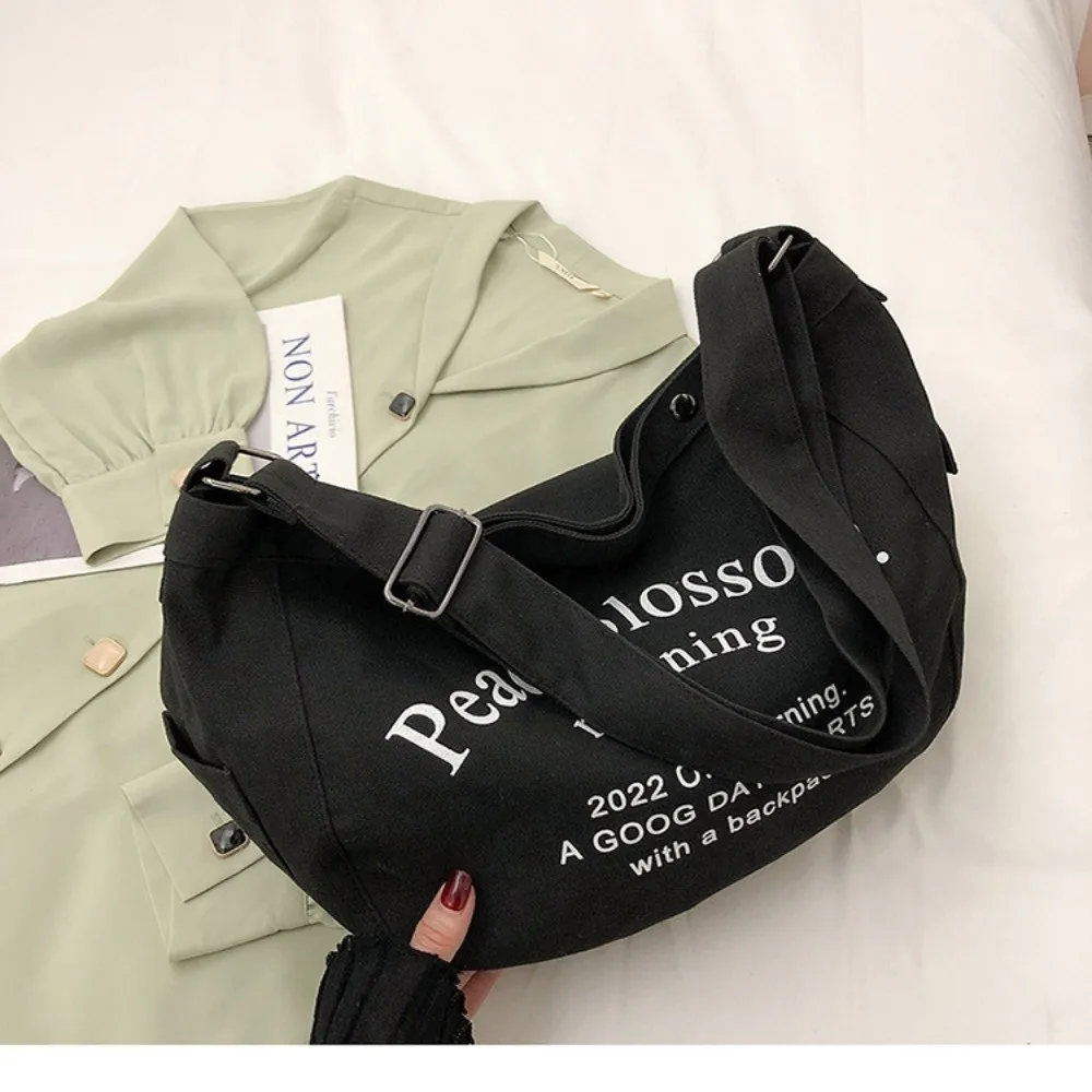 

Large Capacity Letter Canvas Underarm Bag Korean Style Square Student Crossbody Bag Printing All-match Simple Handbag Handbag