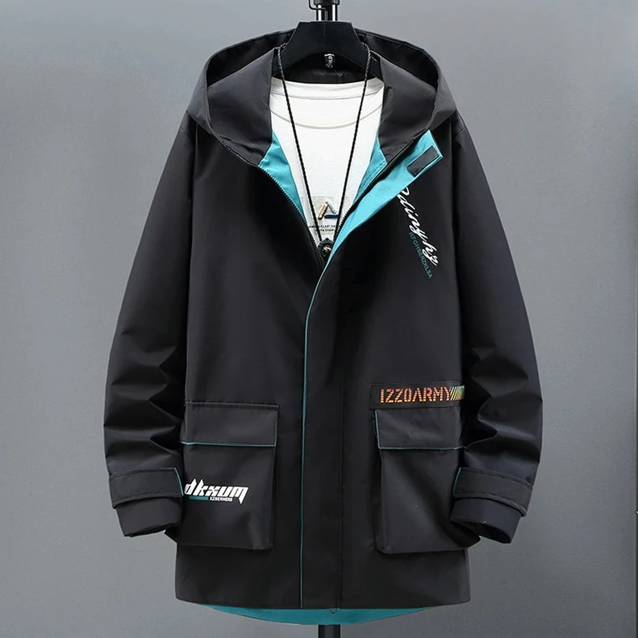 

Черная походная куртка, мужская длинная ветровка, пальто размера плюс 10XL, модная повседневная куртка-карго, мужская верхняя одежда, большой размер 10XL