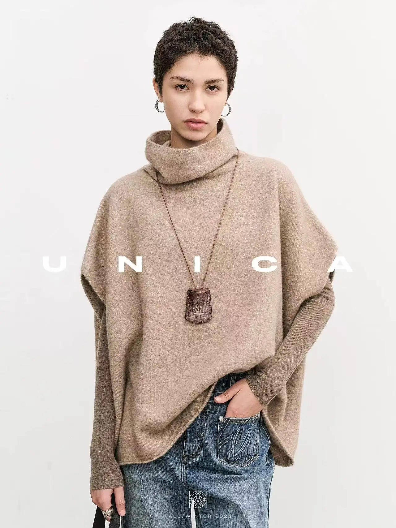 Damen-Kaschmirweste mit Stehkragen, neues Produkt gestrickter lässiger ärmelloser Pullover, Herbst- und Winter-Damenpullover aus 100 % Wolle Ves