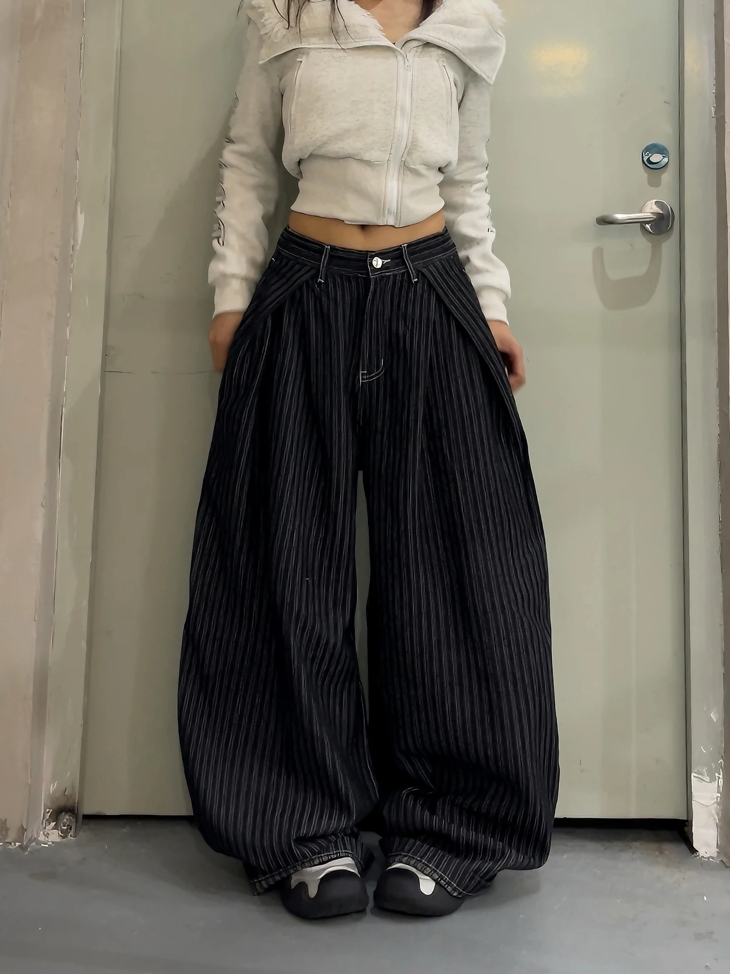 

Классические американские ретро-джинсы с широкими штанинами, женские, свободные, струящиеся, в пол, универсальные длинные брюки