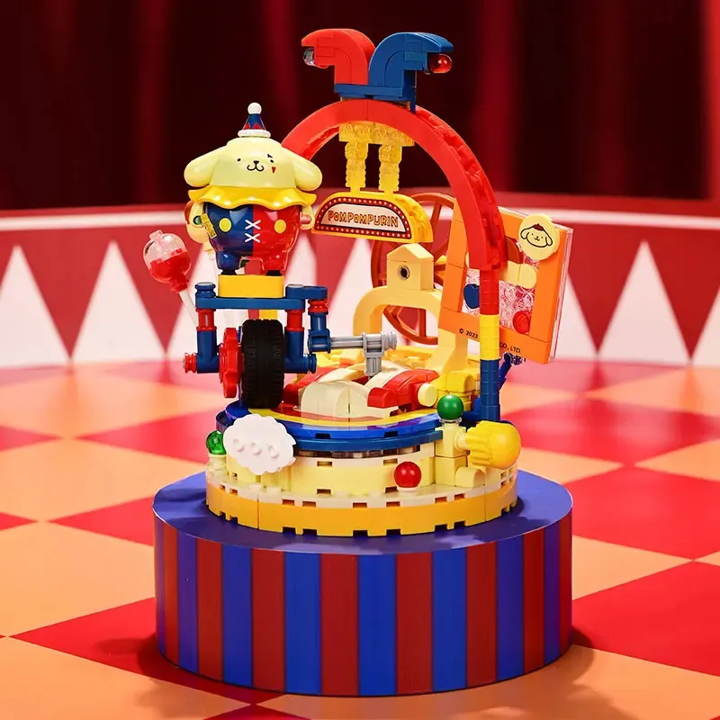 Sanrio Magic Circus Building Blocks Kuromi Hellokitty Cute Anime Character Scene Model Bricks DIY Toy Desktop Decor Holiday Gift