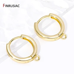 14K Gold Plated Brass Huggie Earrings Hooks, Round Hoop Women Earrings Hooks For Jewelry Making Accessories Earring Findings