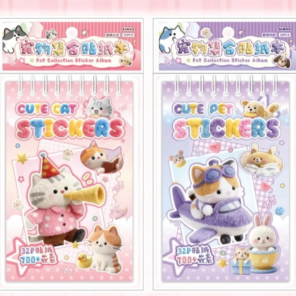 Graffiti Style Pet Sticker Collection 32 Sheets Pack Cute Pet Collection Kawaii Cartoon Stickers Small Pattern Design