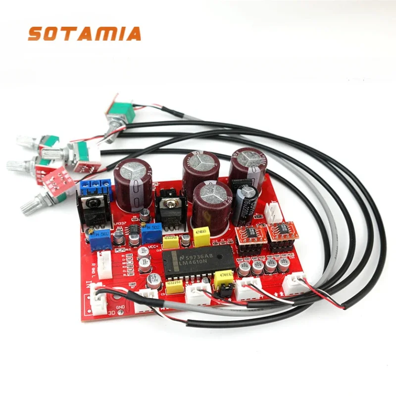 

SOTAMIA LM4610N Hifi Fever Audio Preamplifier Tone Board AD826 Op Amp LF353+lm317+lm337 Power Supply Home Preamp 3D Adjustment