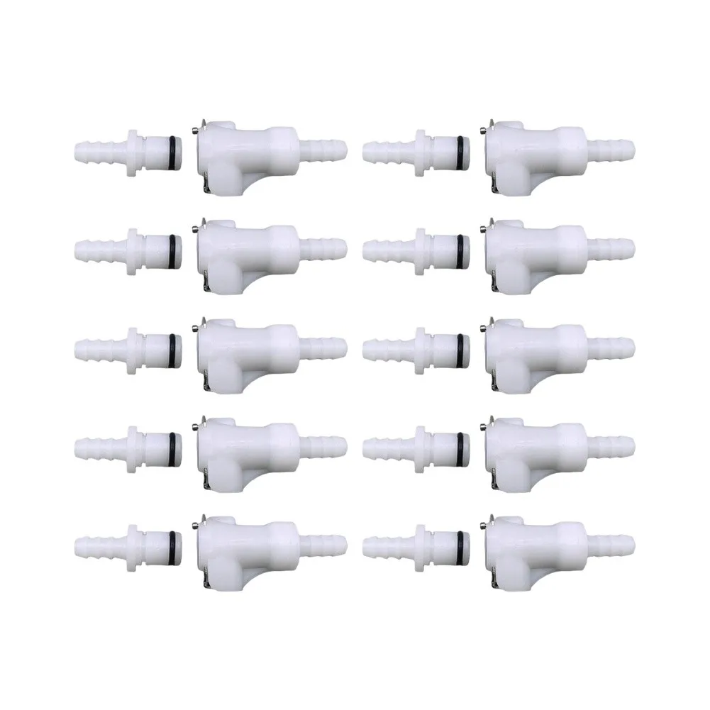 1/4in Quick Disconnect Hose Barb Connectors Plastic Male Female Set 5 Pairs for Industrial Equipment and Fluid Handling