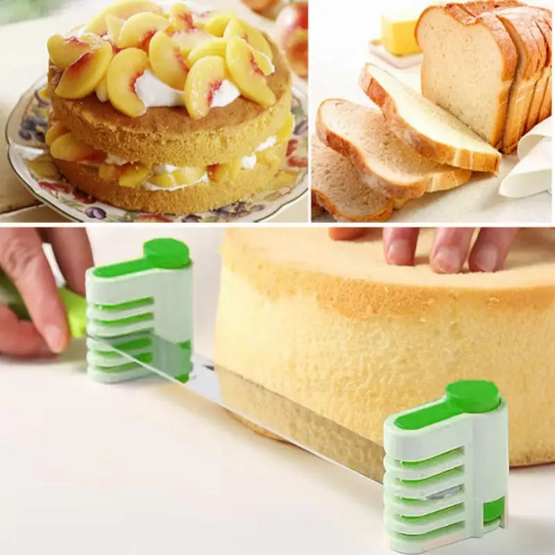 2pcs/set 5 Layers  DIY Bread Knife Splitter Cutting Leveler Toast Slicer Fixator For Kichen Bakeware ToolCake Slicer Adjustable